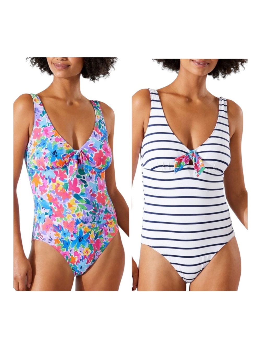 Tommy Bahama Watercolor Floral Reversible Tie One Piece Swimsuit 12